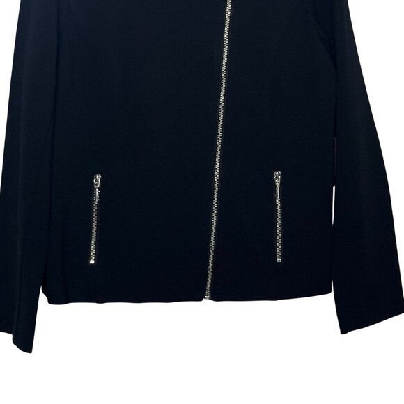 Rafaella Moto Jacket Womens Size 10 Black New Faux Leather Modern Tapestry - Picture 4 of 10